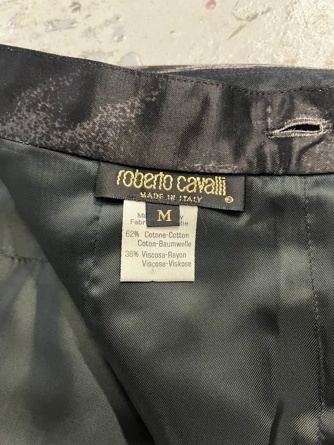 Roberto Cavalli Silver Paint Black Suit & Skirt Set fMDnJtZ 7