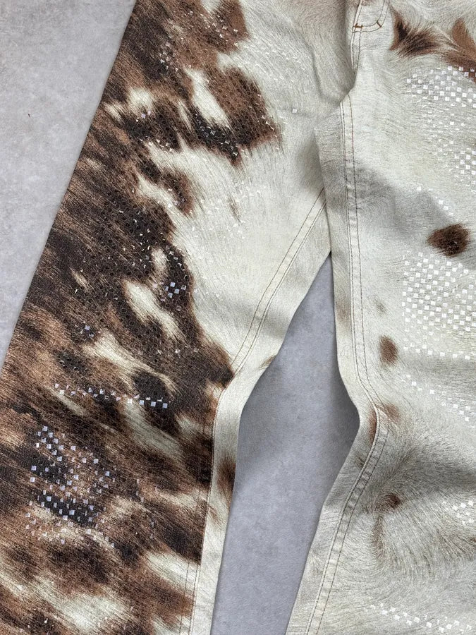 2000s Roberto Cavalli Sparkles Cowhide Jeans XGQwmLp 8