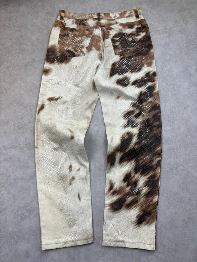 2000s Roberto Cavalli Sparkles Cowhide Jeans XGQwmLp 5
