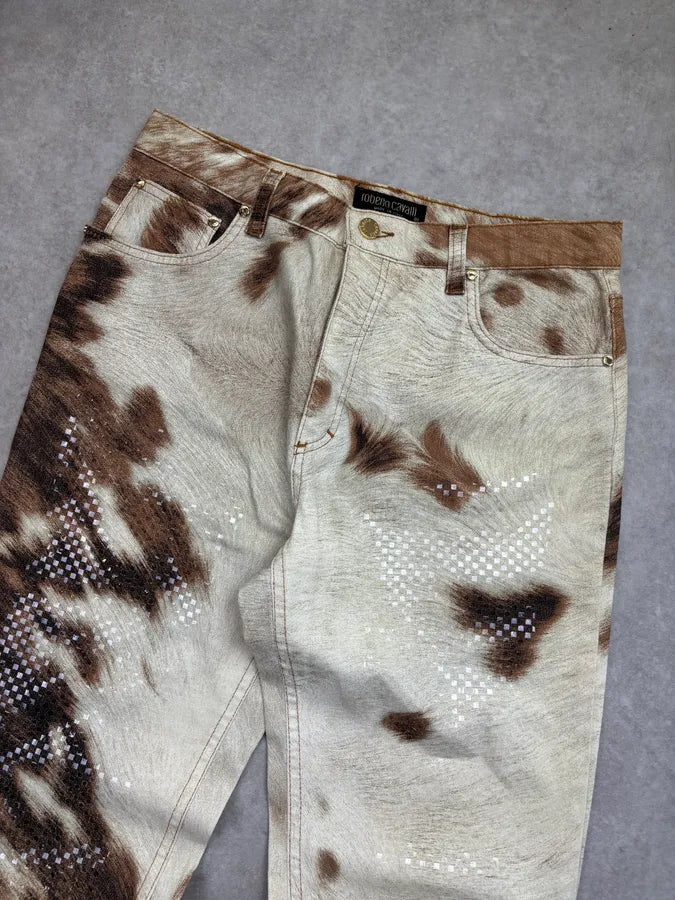 2000s Roberto Cavalli Sparkles Cowhide Jeans XGQwmLp 4