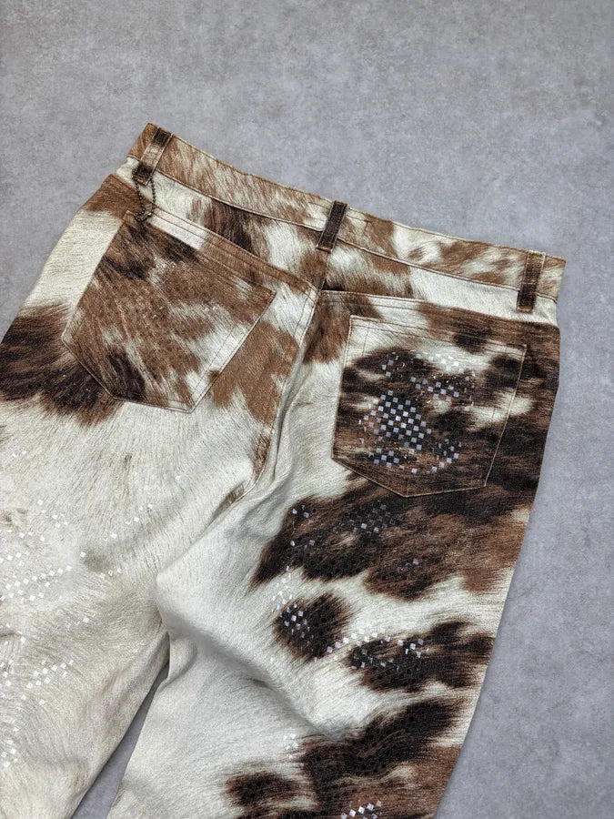 2000s Roberto Cavalli Sparkles Cowhide Jeans XGQwmLp 6
