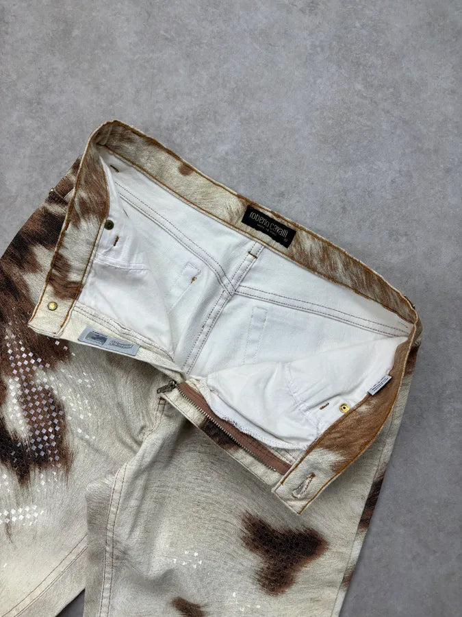 2000s Roberto Cavalli Sparkles Cowhide Jeans XGQwmLp 7