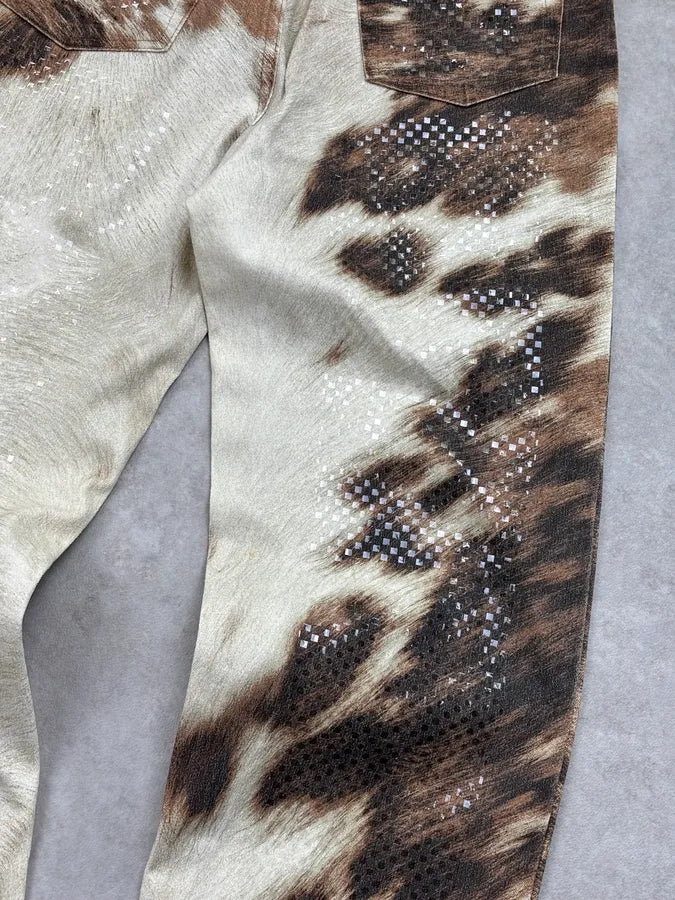 2000s Roberto Cavalli Sparkles Cowhide Jeans XGQwmLp 9