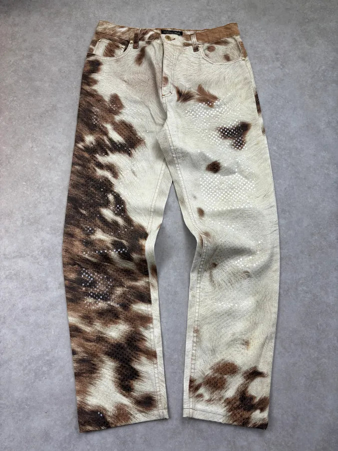 2000s Roberto Cavalli Sparkles Cowhide Jeans XGQwmLp 0