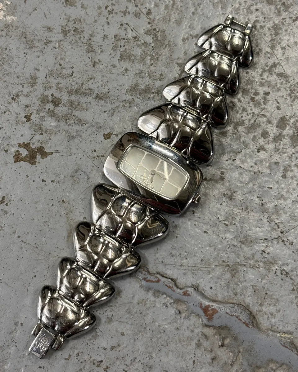 Roberto Cavalli Stainless Steel Crocodile Effect Watch QEjFNfw 0
