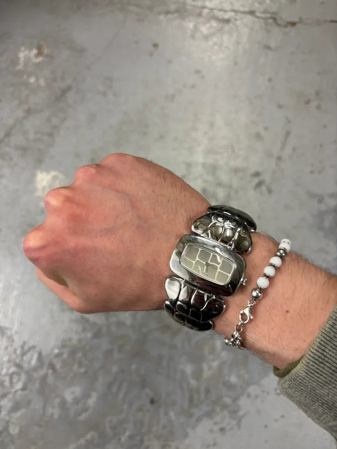 Roberto Cavalli Stainless Steel Crocodile Effect Watch QEjFNfw 1