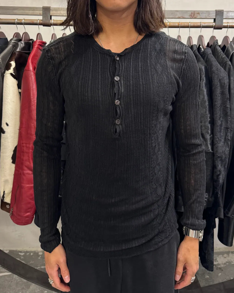 Roberto Cavalli Stripes Black Buttoned Henley (M) lpbQDvy 1