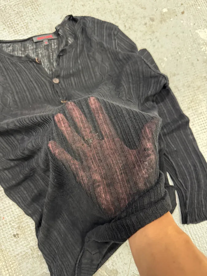 Roberto Cavalli Stripes Black Buttoned Henley (M) lpbQDvy 4