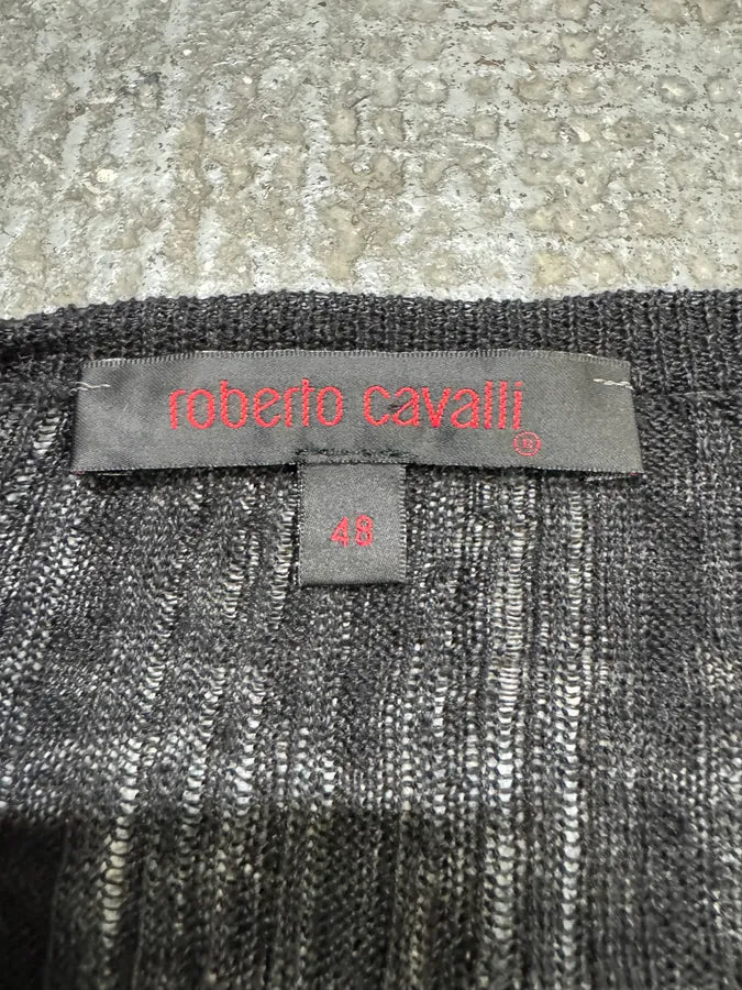 Roberto Cavalli Stripes Black Buttoned Henley (M) lpbQDvy 7