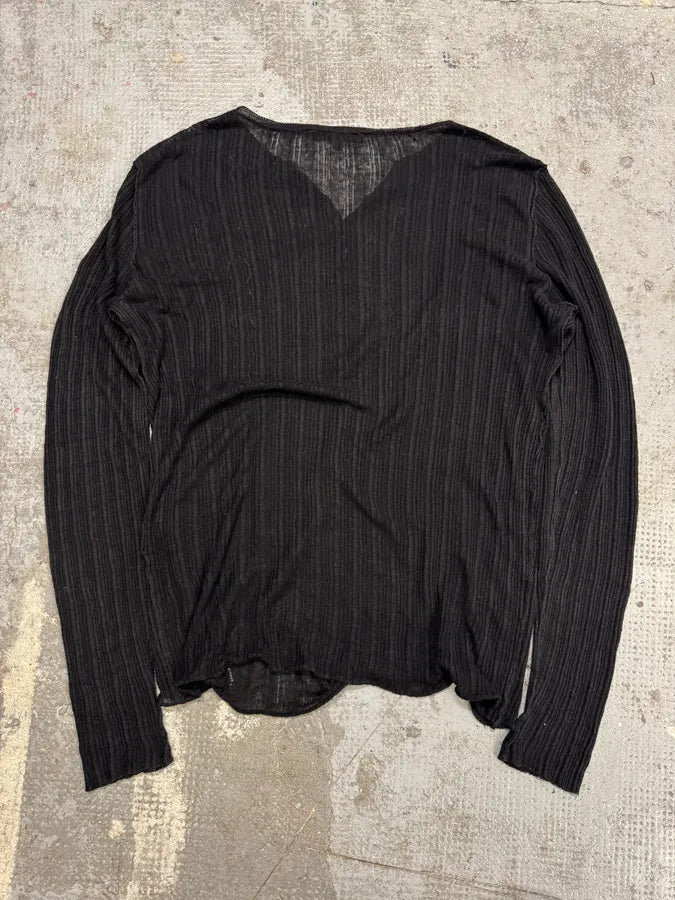 Roberto Cavalli Stripes Black Buttoned Henley (M) lpbQDvy 8