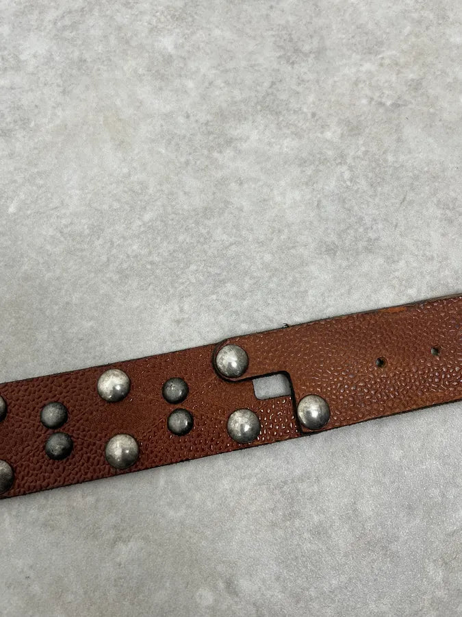 Roberto Cavalli Studded Brown Leather Belt WHuWHSj 5