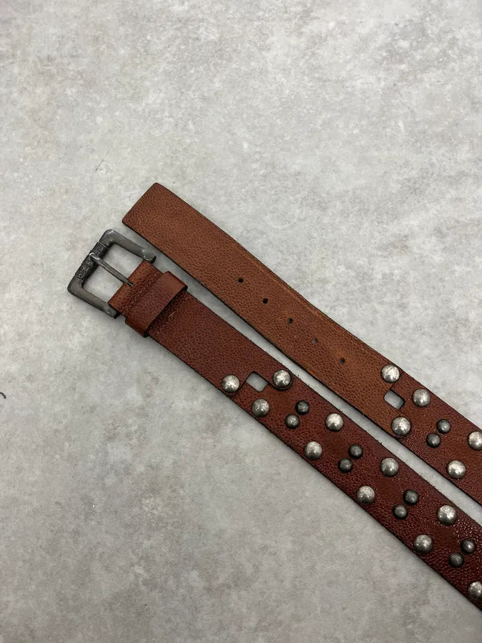 Roberto Cavalli Studded Brown Leather Belt WHuWHSj 1