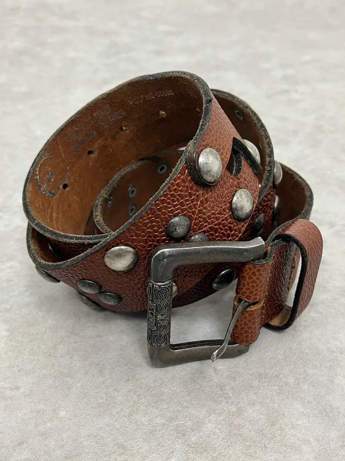 Roberto Cavalli Studded Brown Leather Belt WHuWHSj 6