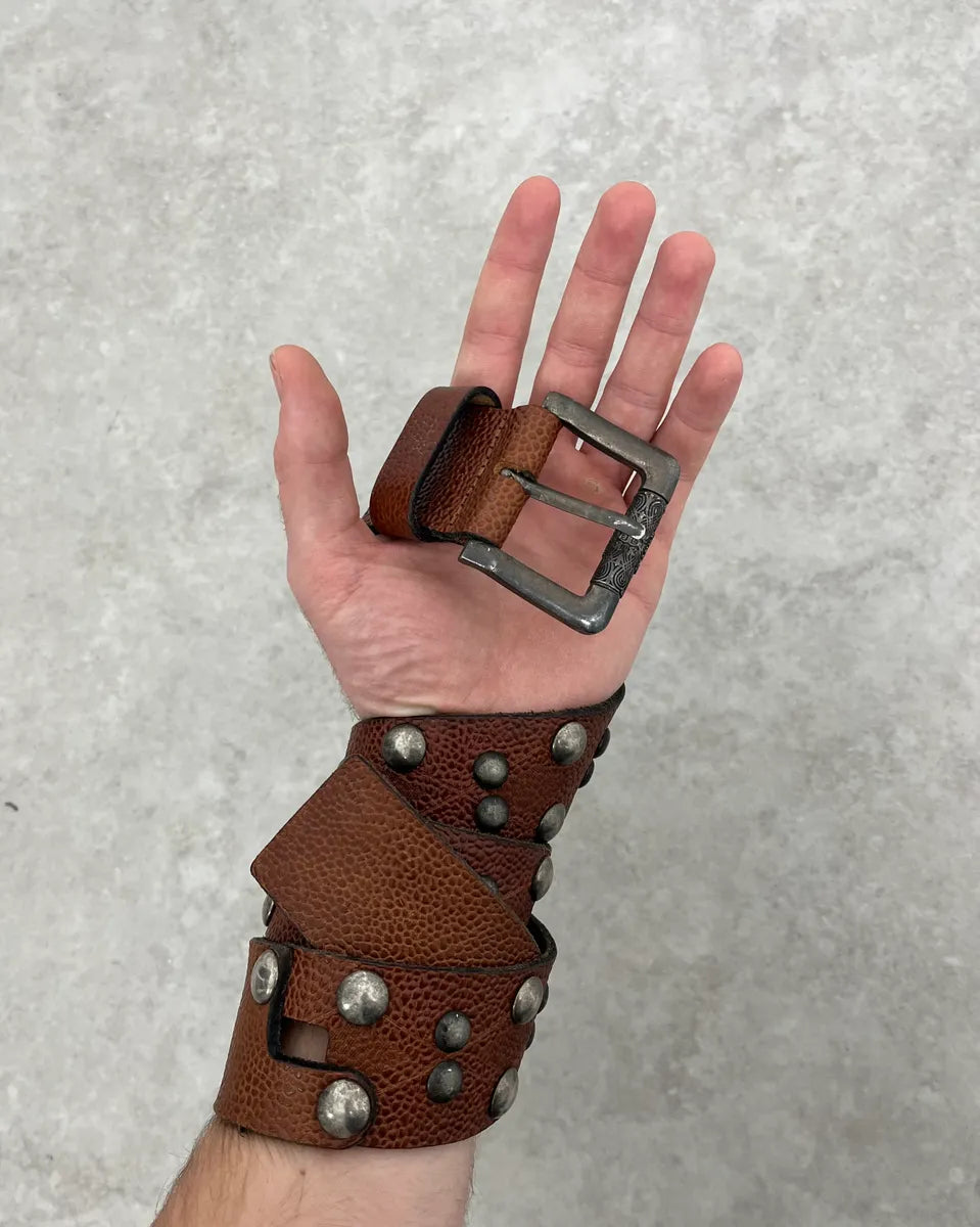 Roberto Cavalli Studded Brown Leather Belt WHuWHSj 2