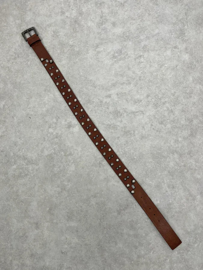 Roberto Cavalli Studded Brown Leather Belt WHuWHSj 3