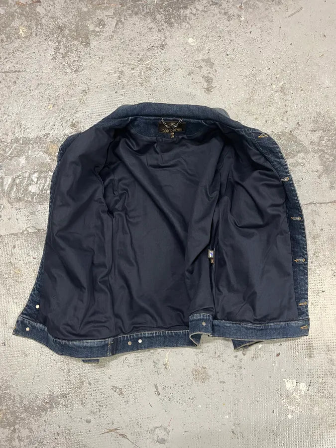 Roberto Cavalli Studded Ornament Blue Denim Jacket LLuvoHP 9