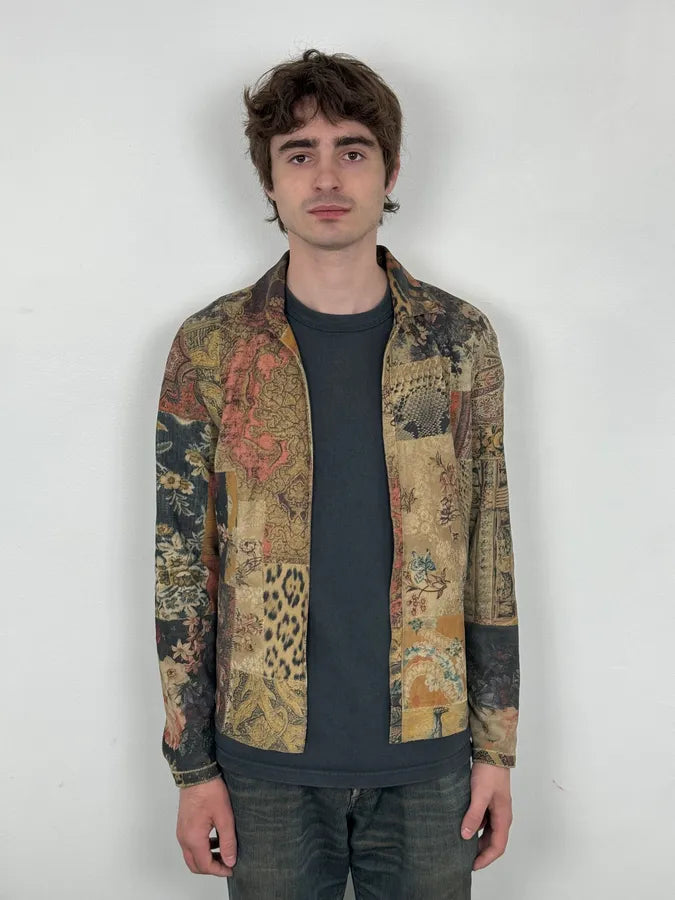 2000s Roberto Cavalli Suede Multicolor Patchwork Leopard Shirt WzLalPx 1