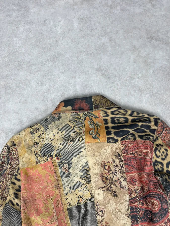 2000s Roberto Cavalli Suede Multicolor Patchwork Leopard Shirt WzLalPx 6