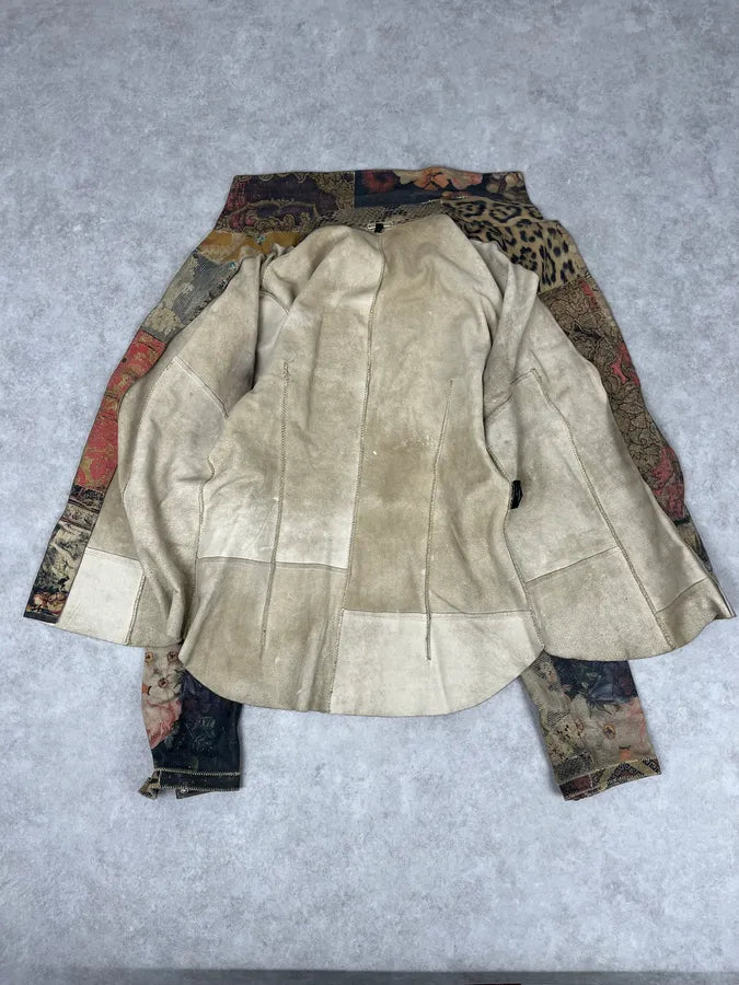 2000s Roberto Cavalli Suede Multicolor Patchwork Leopard Shirt WzLalPx 7