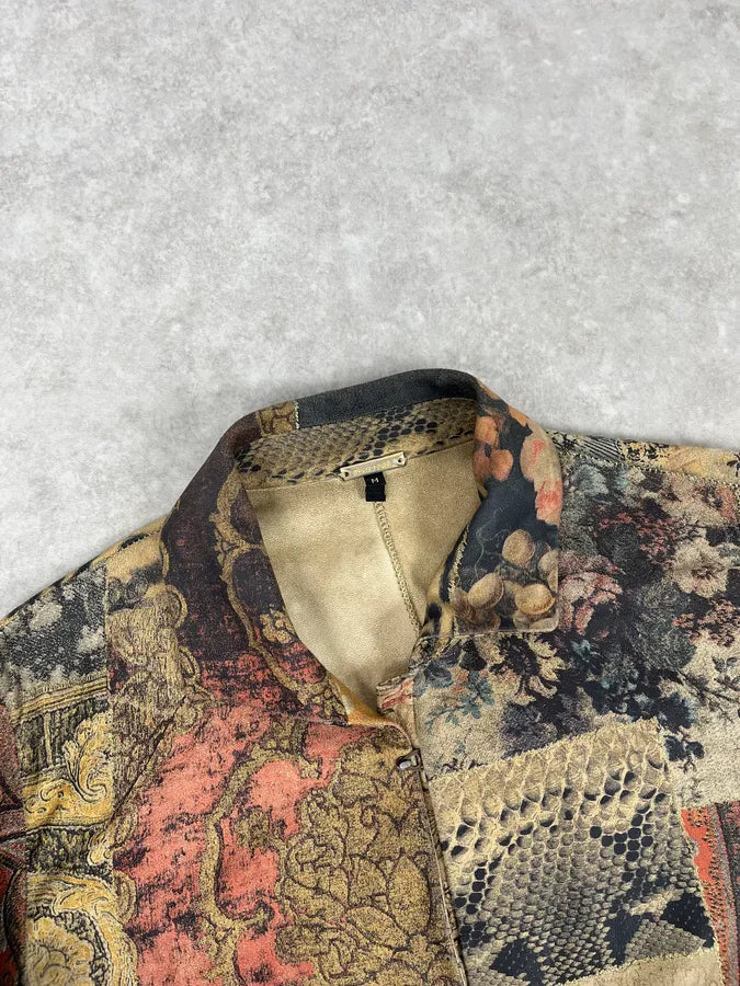 2000s Roberto Cavalli Suede Multicolor Patchwork Leopard Shirt WzLalPx 4
