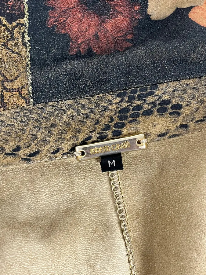AW2002 Roberto Cavalli Suede Multicolor Patchwork Leopard Jacket WzLalPx 9