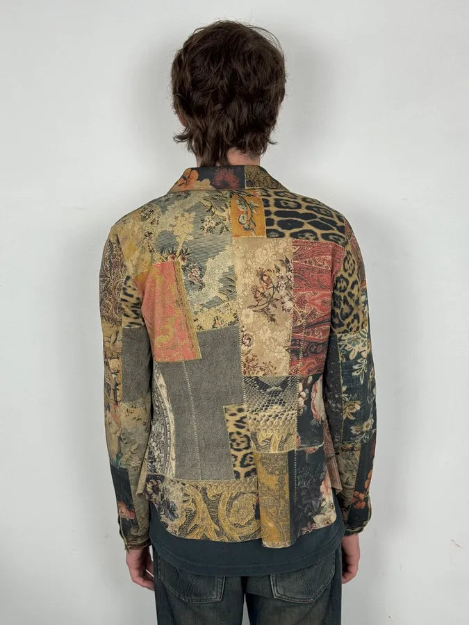 2000s Roberto Cavalli Suede Multicolor Patchwork Leopard Shirt WzLalPx 2