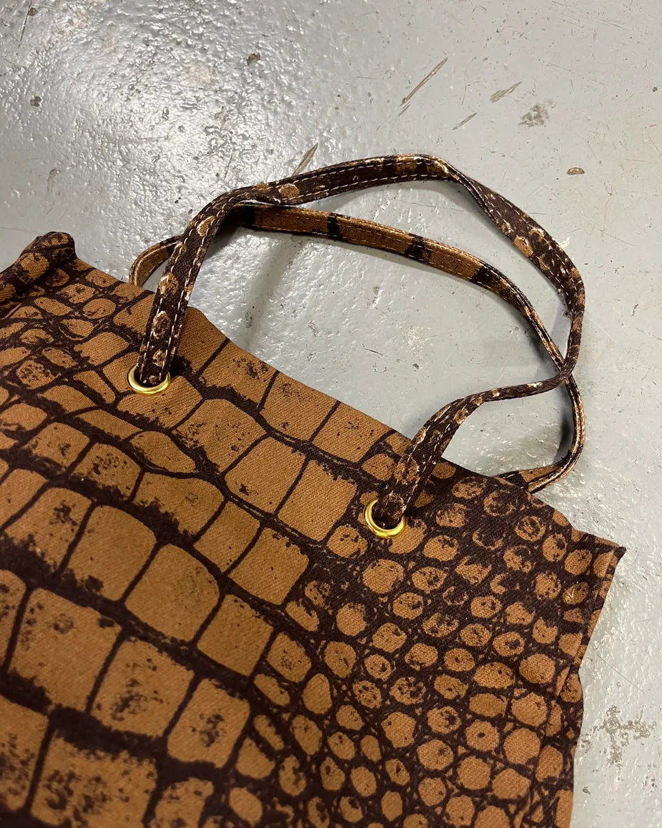 Roberto Cavalli Tan Jacquard Crocodile Print Handle Bag deHGGxE 3