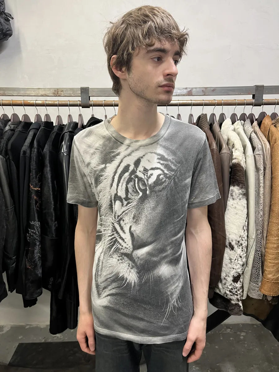 Roberto Cavalli Tiger White & Grey Tee-Shirt (S/M) vFMXdbX 1