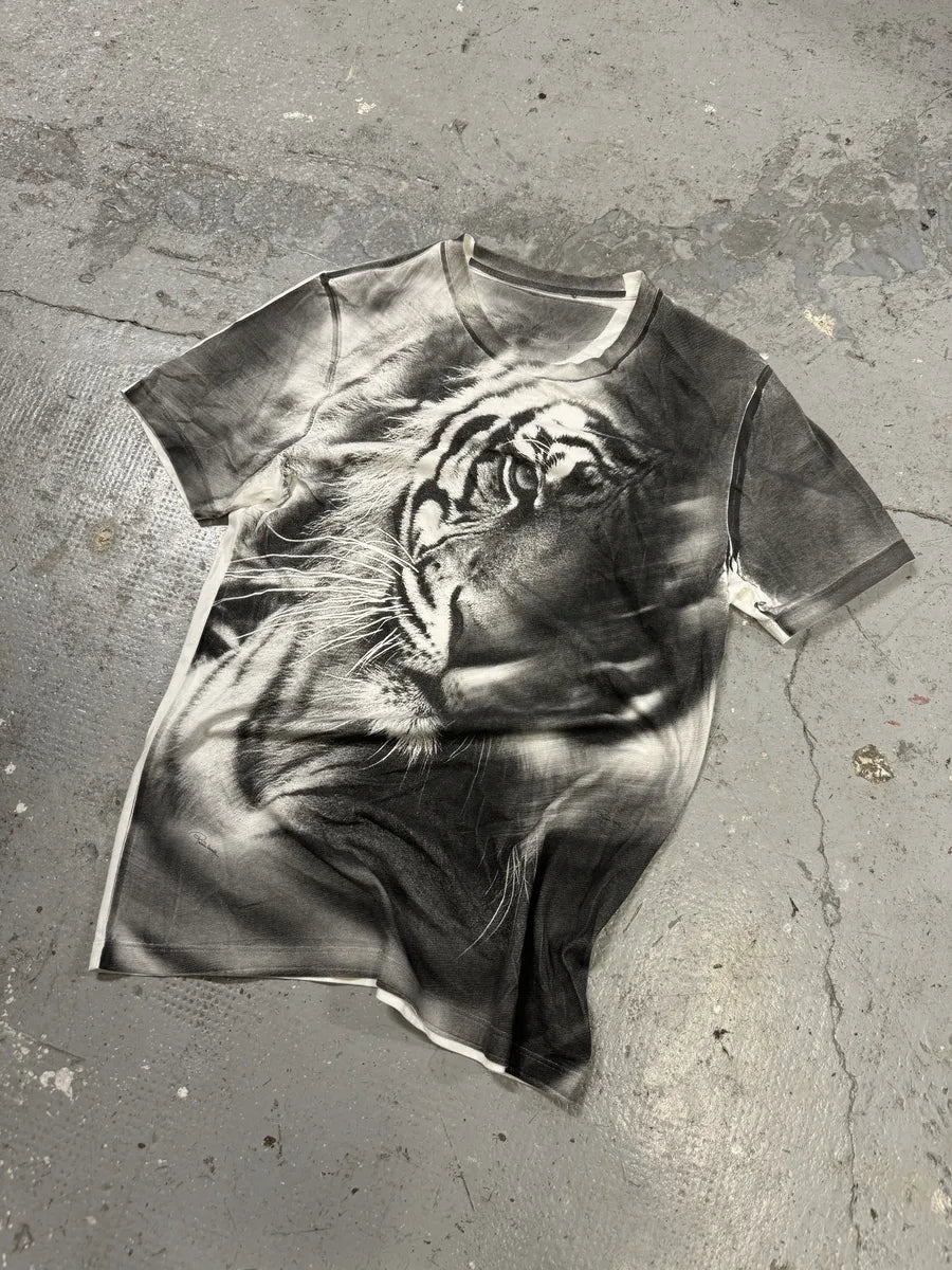 Roberto Cavalli Tiger White & Grey Tee-Shirt (S/M) vFMXdbX 5