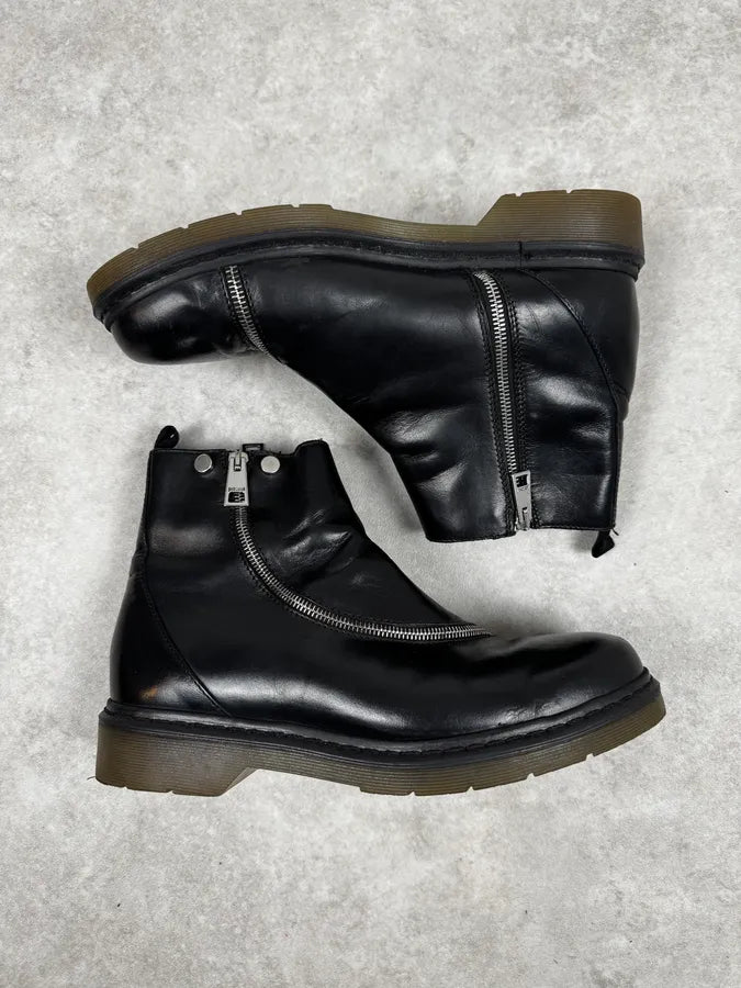 AW2003 Cavalli Black Tornado Zips Leather Boots fGxcrgr 2