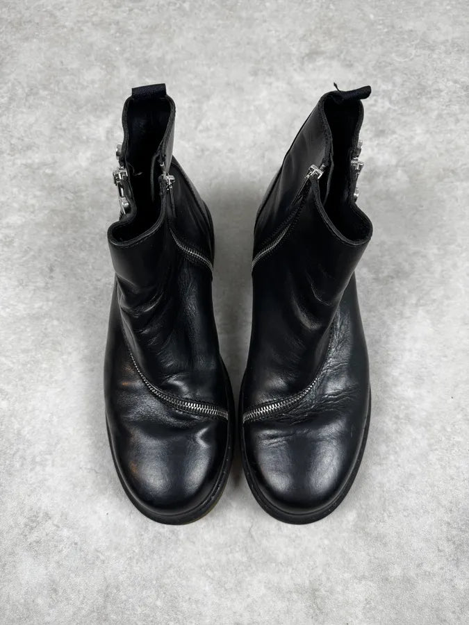 AW2003 Cavalli Black Tornado Zips Leather Boots fGxcrgr 1