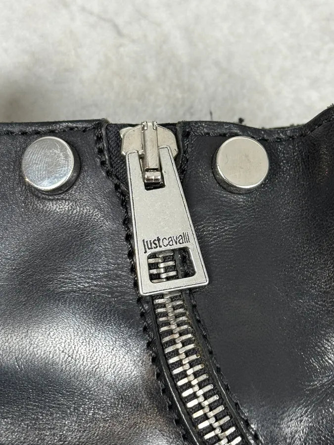 AW2003 Cavalli Black Tornado Zips Leather Boots fGxcrgr 5