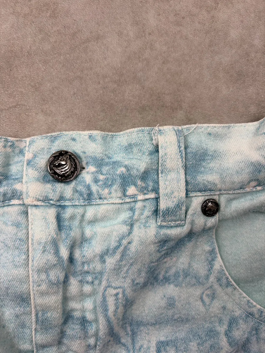 AW1996 Roberto Cavalli Turquoise Denim Ocean Textured Skirt SEptDWc 6