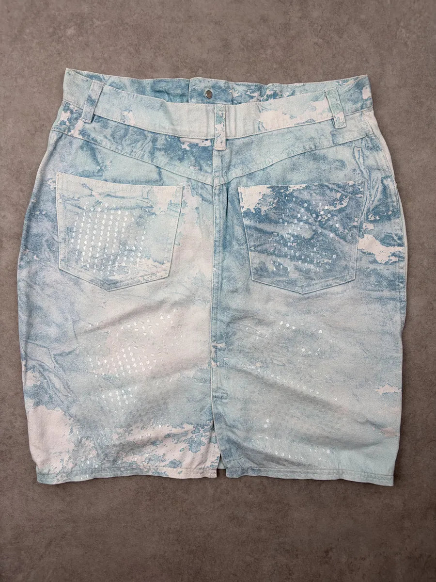 AW1996 Roberto Cavalli Turquoise Denim Ocean Textured Skirt SEptDWc 7