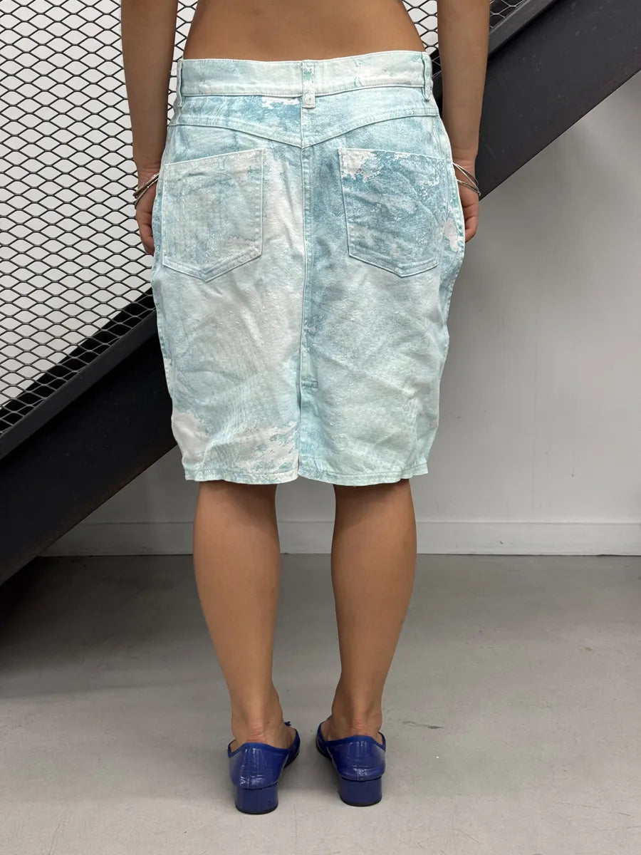 AW1996 Roberto Cavalli Turquoise Denim Ocean Textured Skirt SEptDWc 3