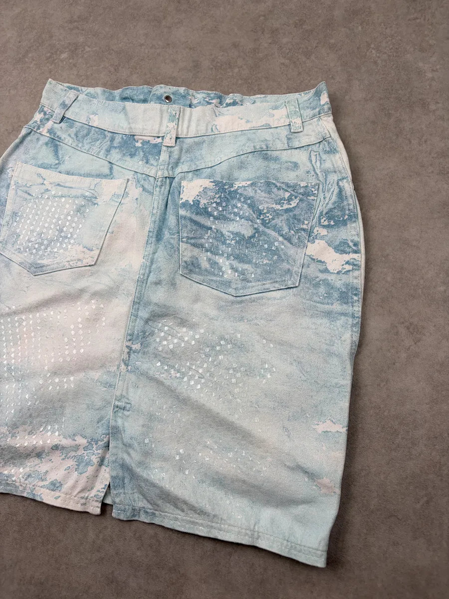 AW1996 Roberto Cavalli Turquoise Denim Ocean Textured Skirt SEptDWc 8