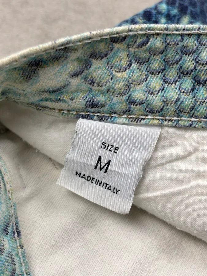 2000s Roberto Cavalli Turquoise Python Scales Pants aUMrYBV 11