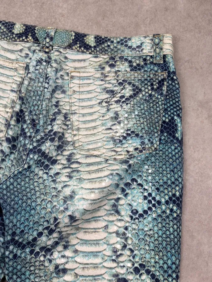2000s Roberto Cavalli Turquoise Python Scales Pants aUMrYBV 7