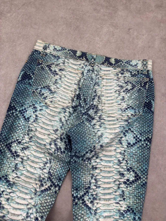 2000s Roberto Cavalli Turquoise Python Scales Pants aUMrYBV 6