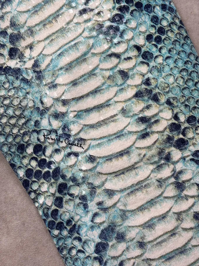2000s Roberto Cavalli Turquoise Python Scales Pants aUMrYBV 10
