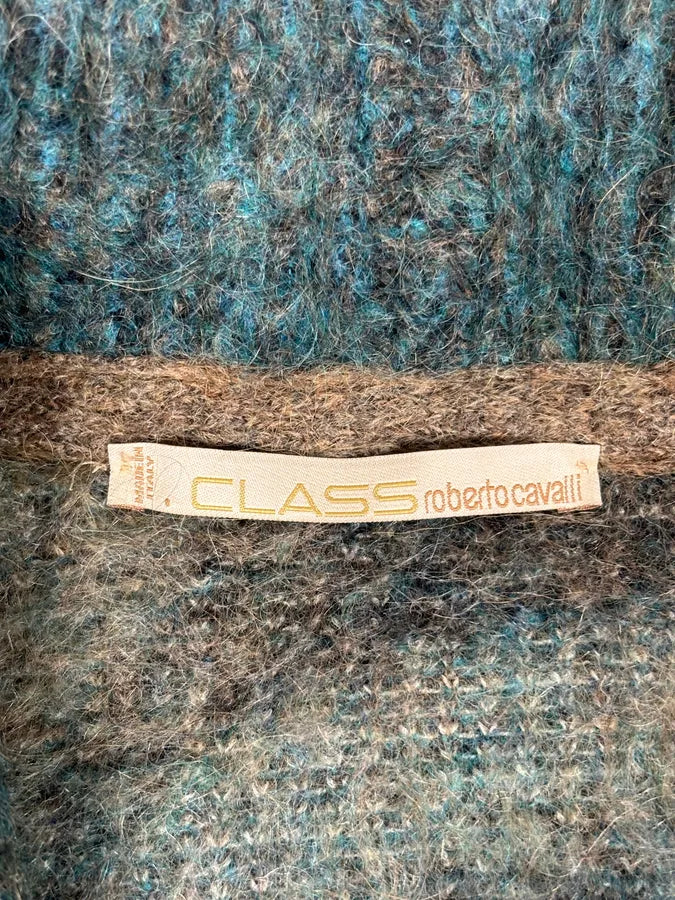 2000s Roberto Cavalli Turquoise Wool Abstract Savage Fur Coat IbdRxoP 9