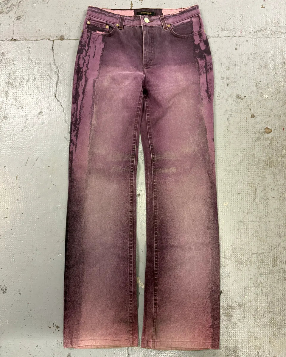 2000s Roberto Cavalli Irregular Purple Straight Leg Pants dQZaasA 3