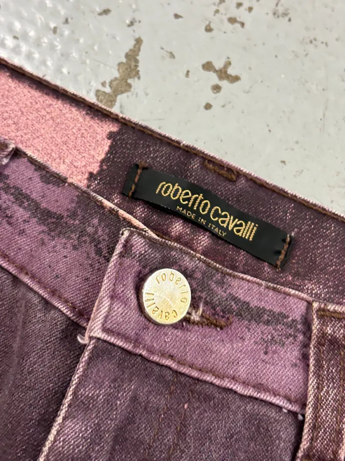 2000s Roberto Cavalli Irregular Purple Straight Leg Pants dQZaasA 7