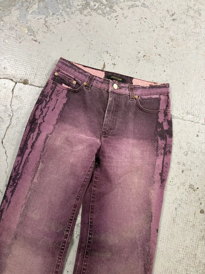 2000s Roberto Cavalli Irregular Purple Straight Leg Pants dQZaasA 4