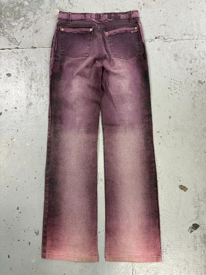 2000s Roberto Cavalli Irregular Purple Straight Leg Pants dQZaasA 5