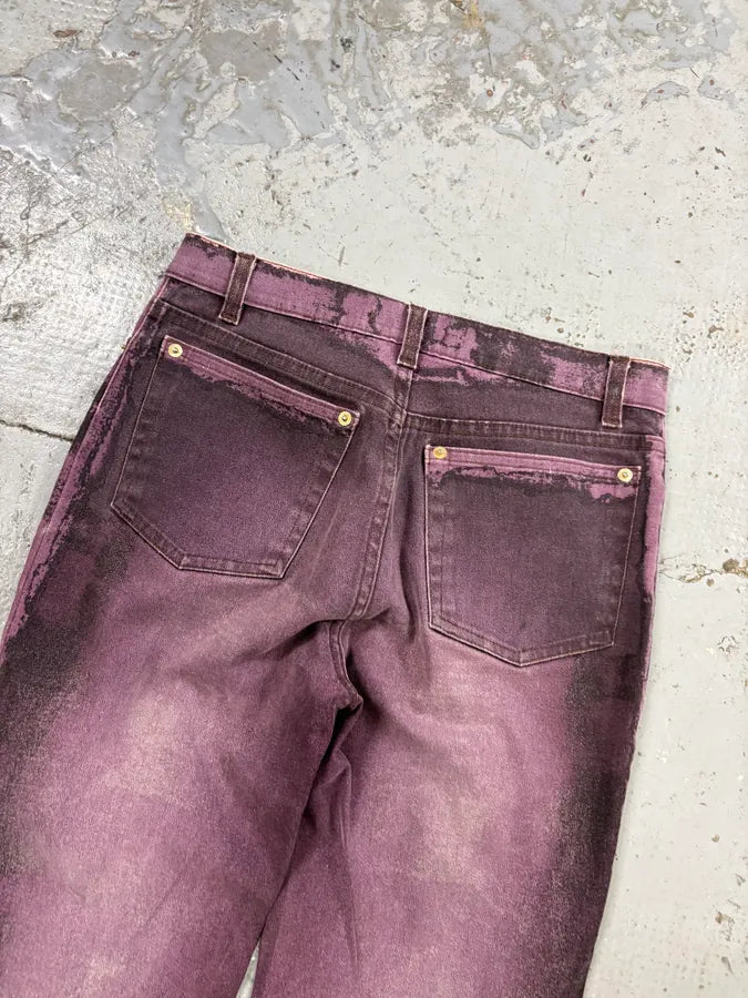 2000s Roberto Cavalli Irregular Purple Straight Leg Pants dQZaasA 6