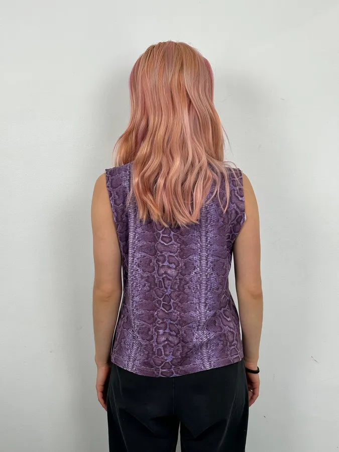 Roberto Cavalli Purple Python Effect Knit Tank Top lOwxJrf 2