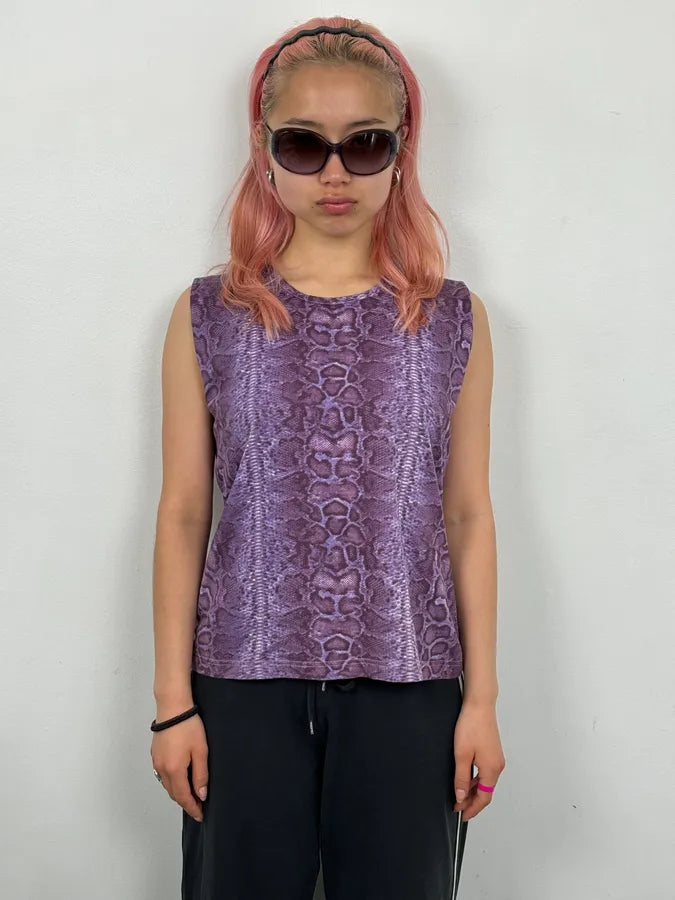 Roberto Cavalli Purple Python Effect Knit Tank Top lOwxJrf 1
