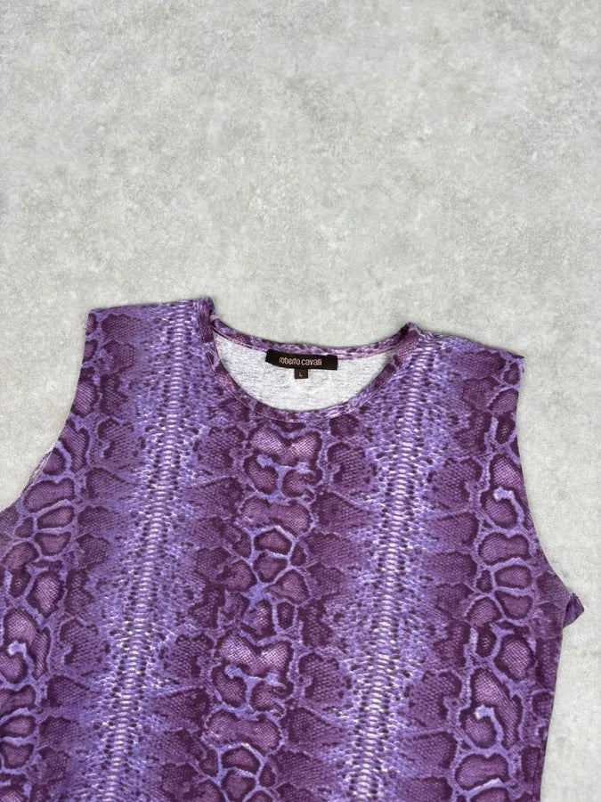 Roberto Cavalli Purple Python Effect Knit Tank Top lOwxJrf 3