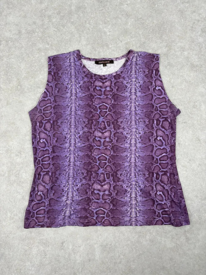 Roberto Cavalli Purple Python Effect Knit Tank Top lOwxJrf 0